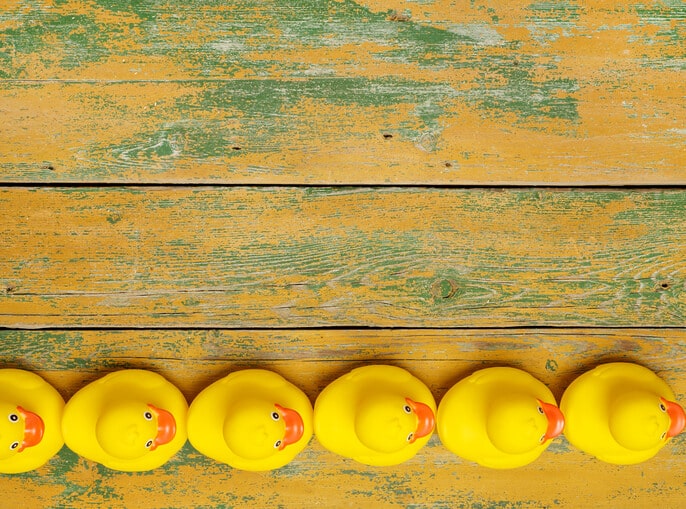 Rubber ducks in a row